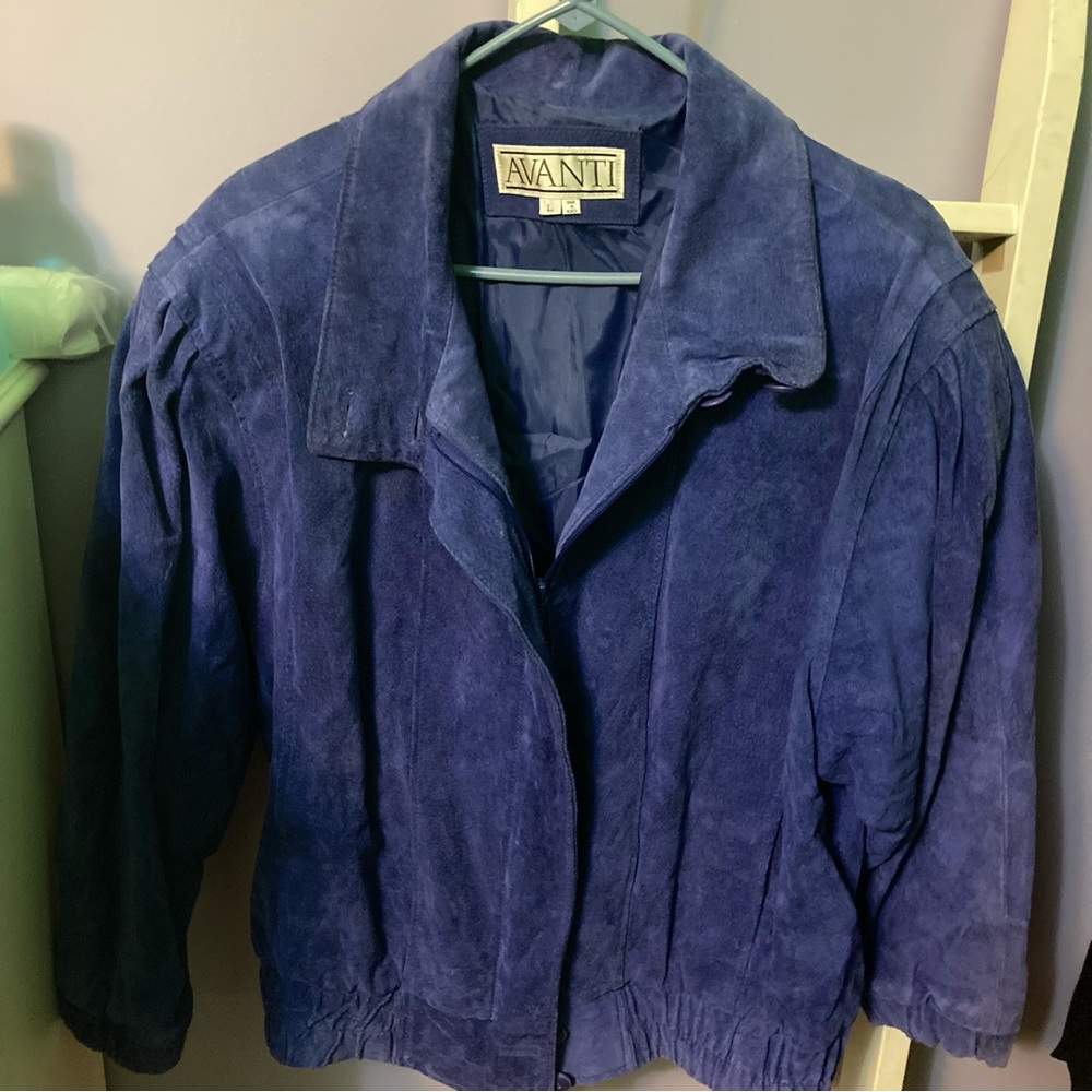 Vintage blue suede leather jacket
